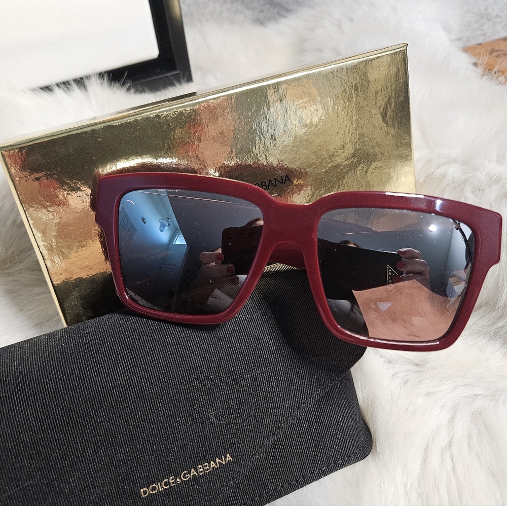 Dolce and Gabbana Excluded burgundy/Rose Gold Mirror Lens sunglasses, D&G